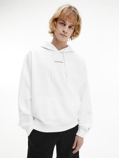 Calvin Klein Ruhák HU903809 | Calvin Klein Relaxed Organic Cotton Férfi Kapucnis Pulóver Világos Feh